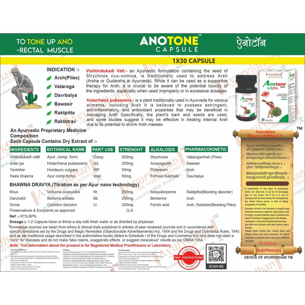Anatone capsule composition with Ayurvedic herbal ingredients
