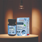 Front view of Fevokalp Ayurvedic capsule packaging