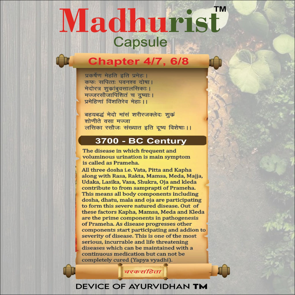 Madhurist Capsule packaging with text and herbal elements