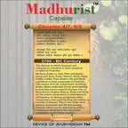 Madhurist Capsule packaging with text and herbal elements
