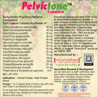 Package of Pelvicitone Capsules with Ayurvedic ingredients and manufacturing details.