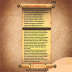 Text on a scroll with a brown background, featuring classical language and 'TM' symbol.