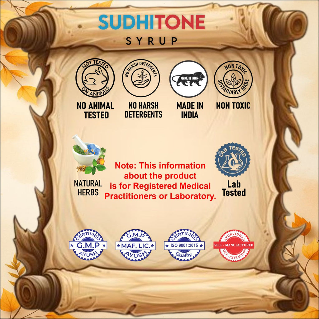 Sudhitone Brain Tonic Syrup (200ml) | Ayurvedic Memory Booster & Stress Reliever
