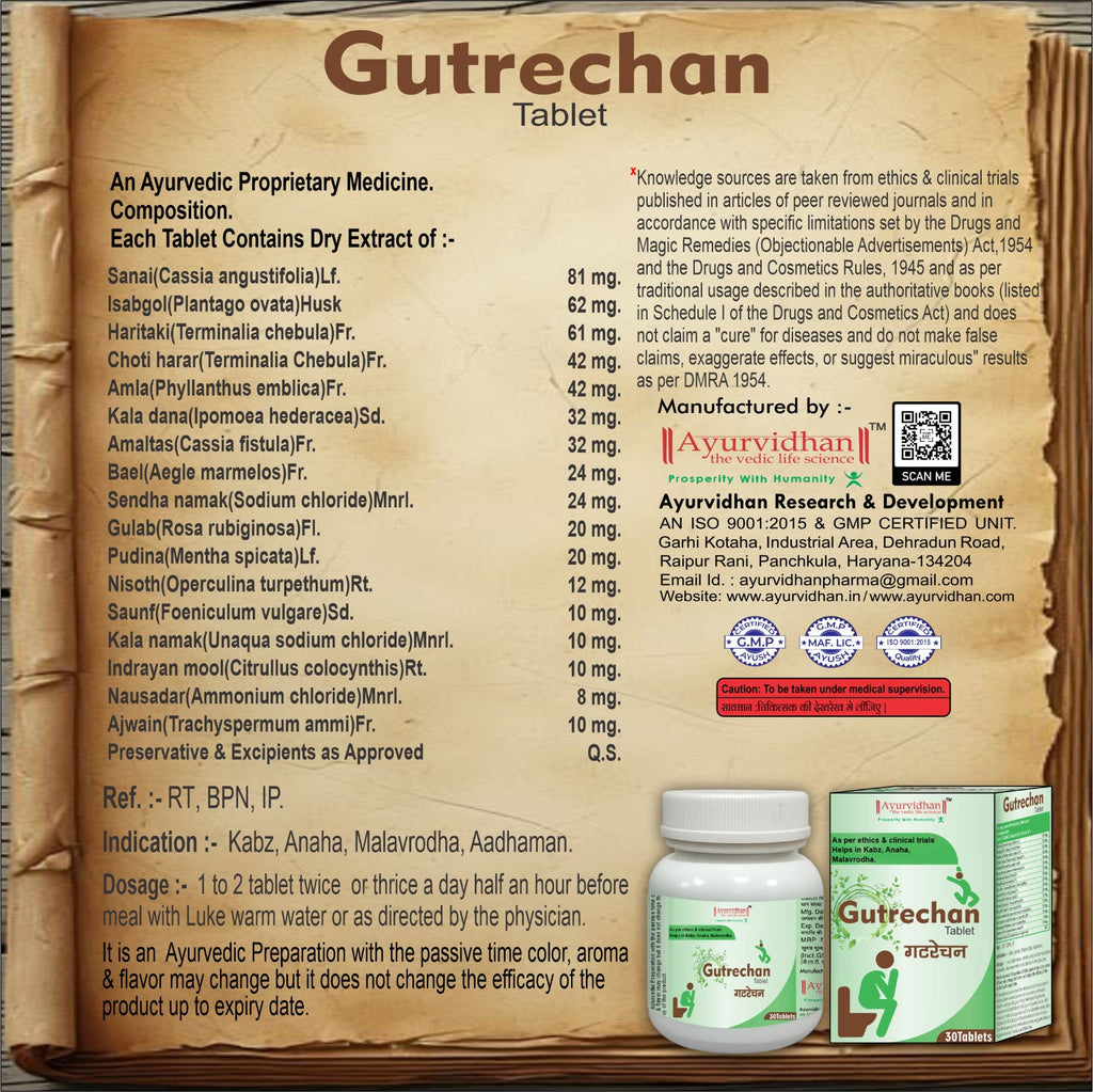 Gutrechan Tablet – Best Ayurvedic Medicine for Constipation & Digestive Health