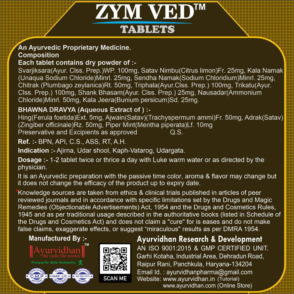 ZYM VED™ Ayurvedic Digestive Enzyme Tablet | Natural Digestive Support