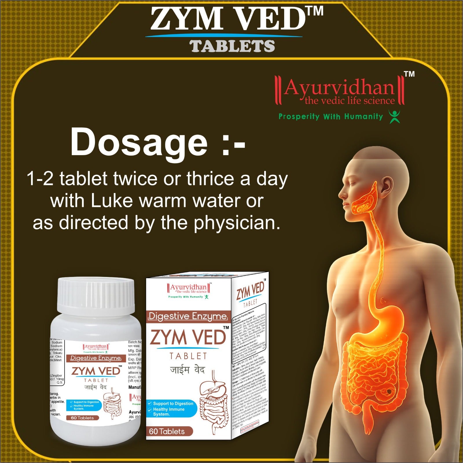 ZYM VED™ Ayurvedic Digestive Enzyme Tablet | Natural Digestive Support
