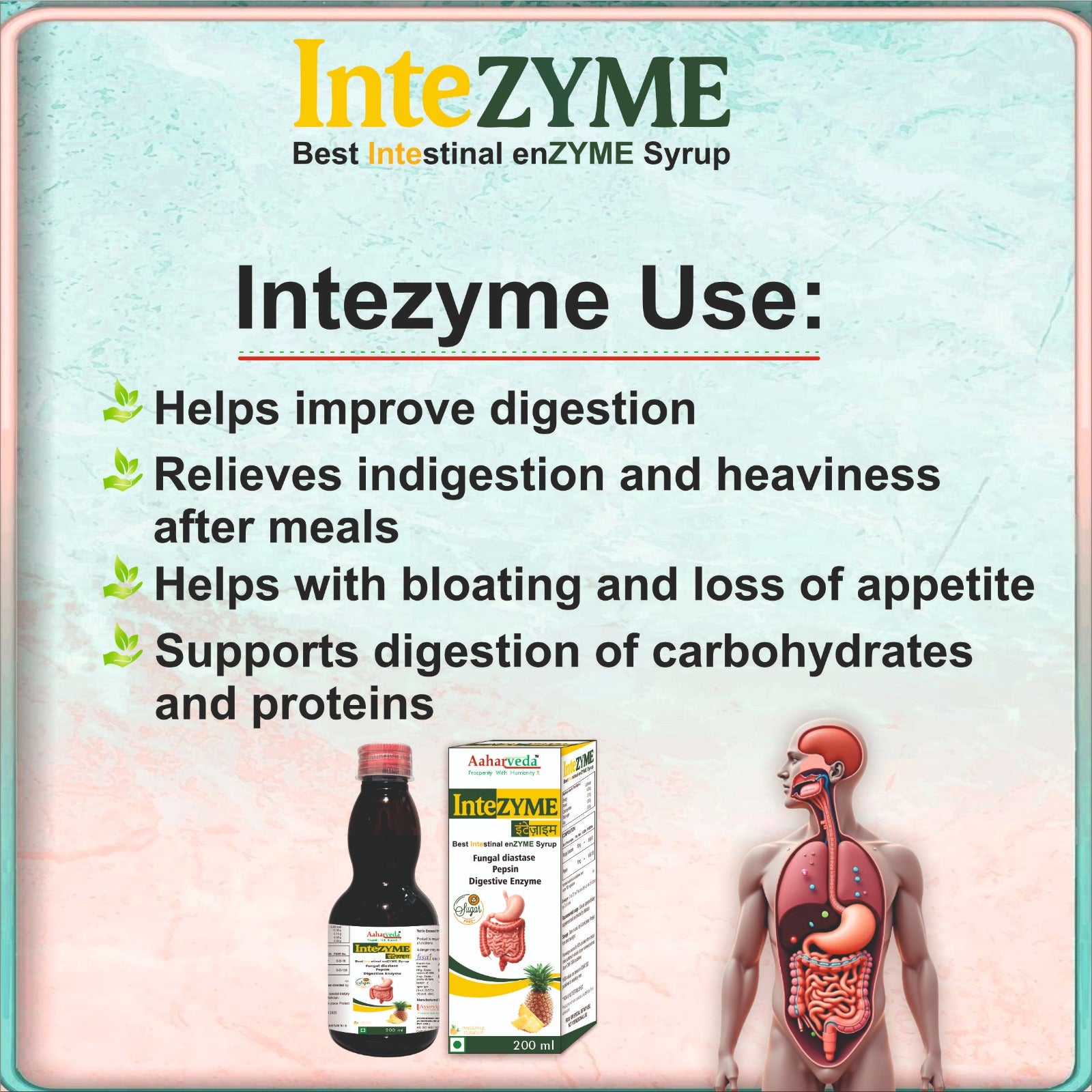 InteZYME Digestive Enzyme Syrup 200ml with Fungal Diastase & Pepsin