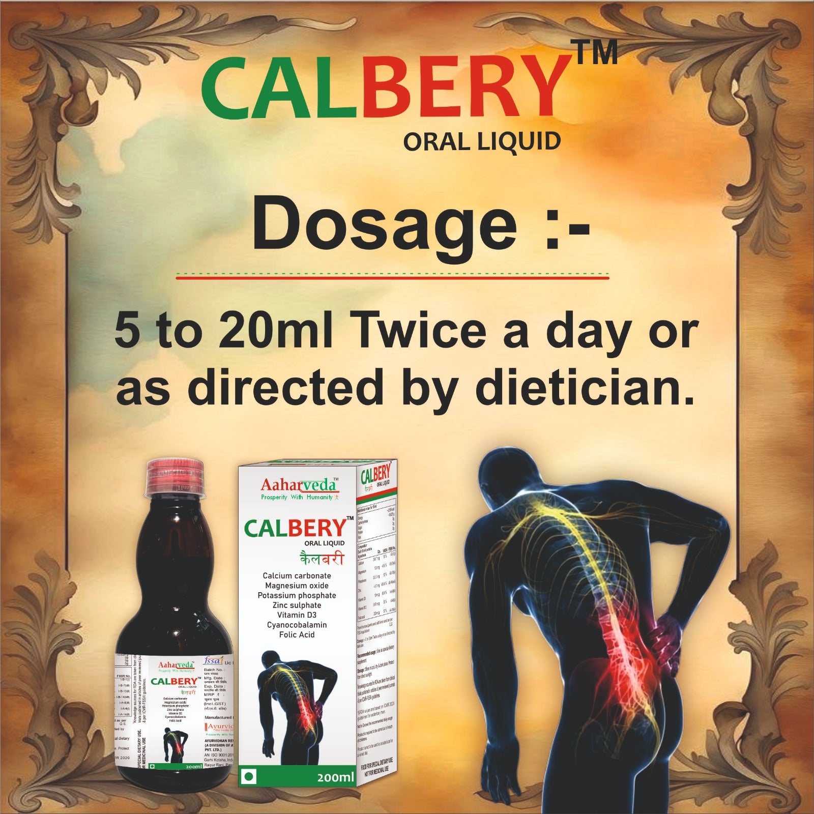 Calbery Oral Liquid – Calcium, Magnesium, Zinc & Vitamin Supplement