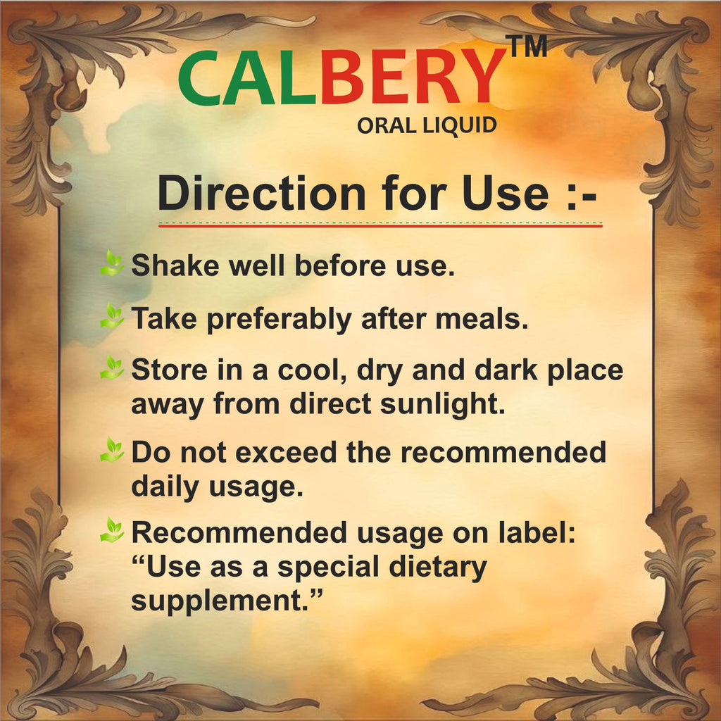 Calbery Oral Liquid – Calcium, Magnesium, Zinc & Vitamin Supplement