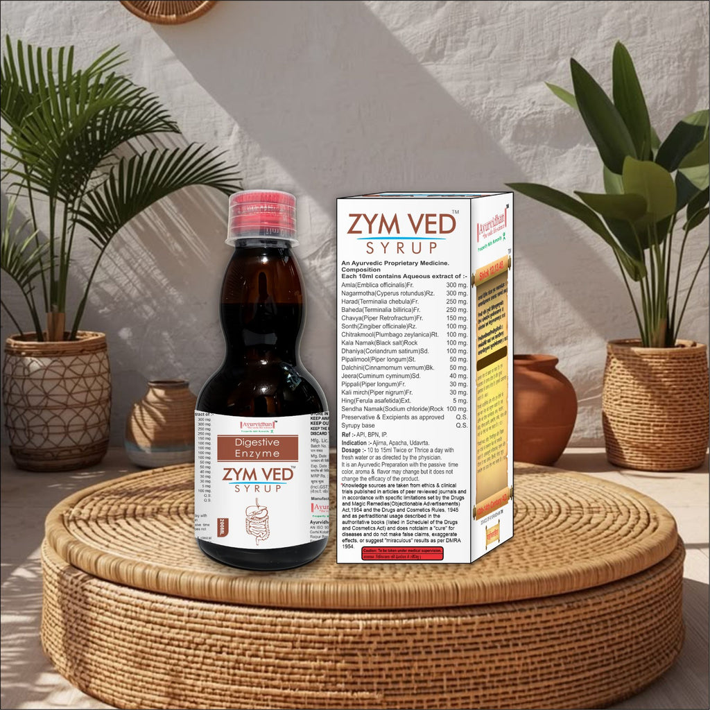 Zymved Digestive Enzyme Syrup | Ayurvedic Tonic for Gas, Bloating & Indigestion
