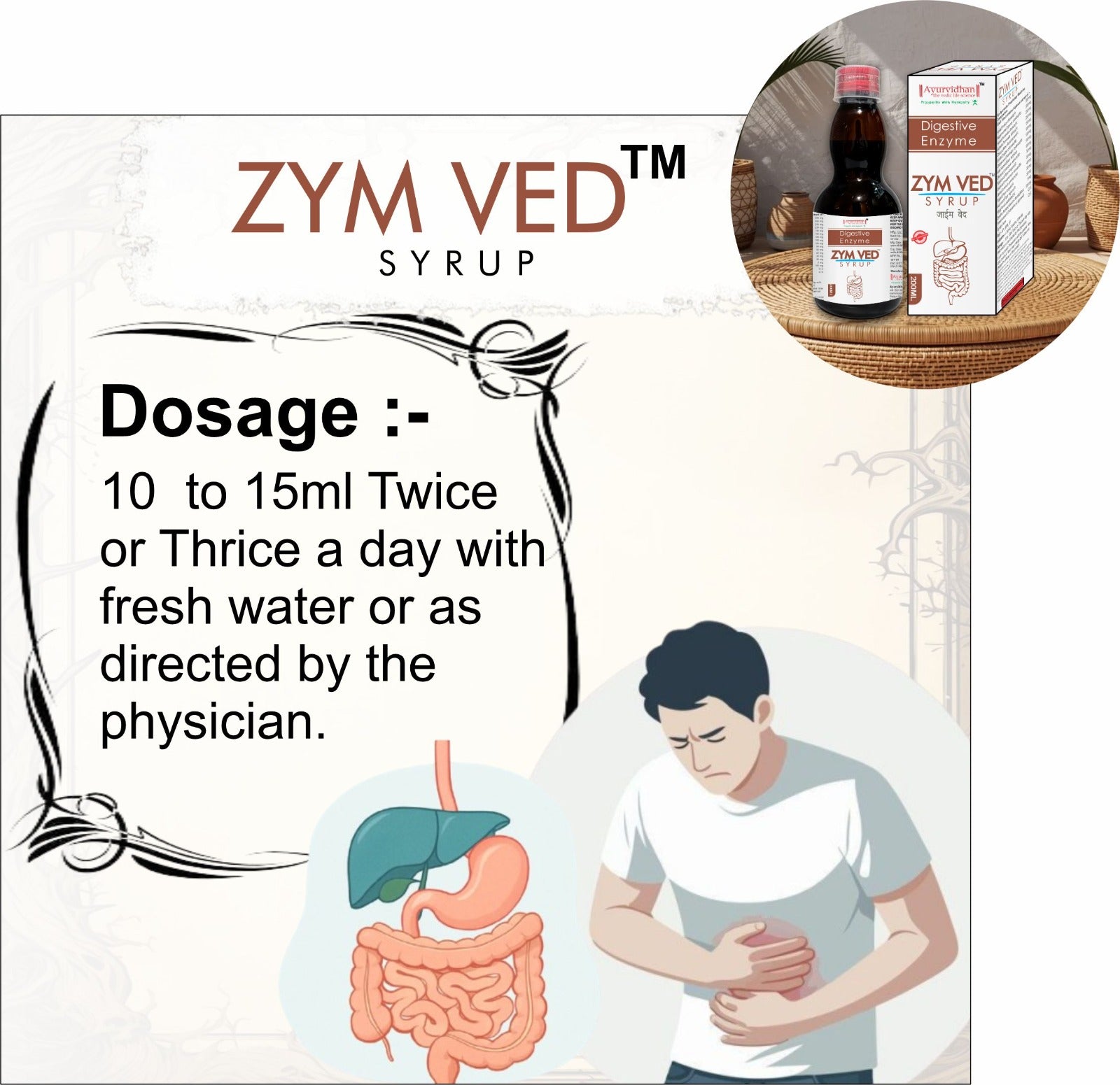 Zymved Digestive Enzyme Syrup | Ayurvedic Tonic for Gas, Bloating & Indigestion